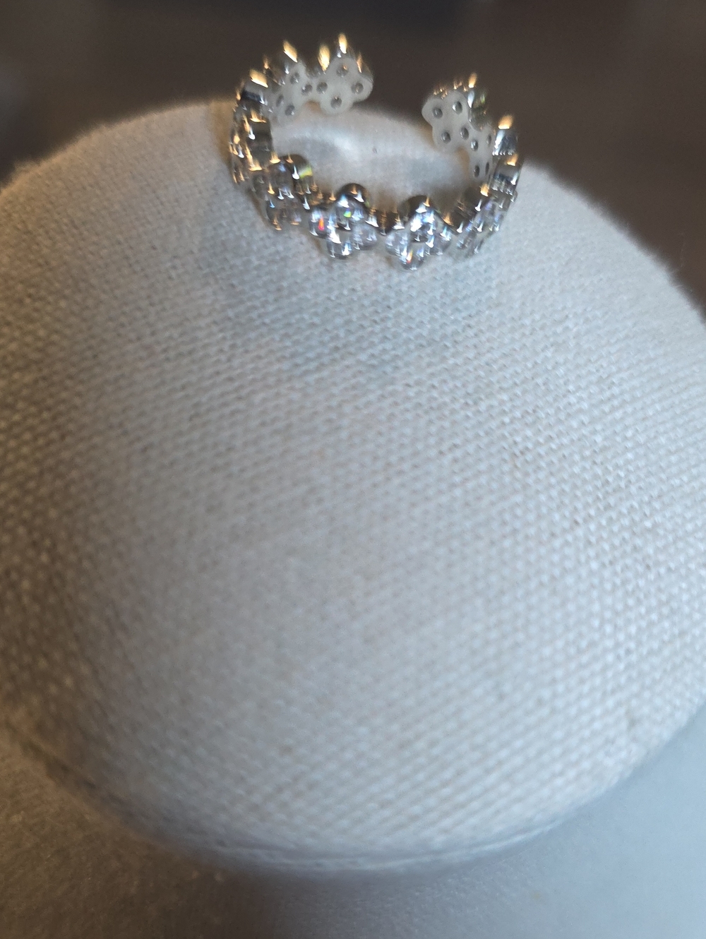 Silver Cubic Zirconia Halo Open Band Ring - Women's Jewelry